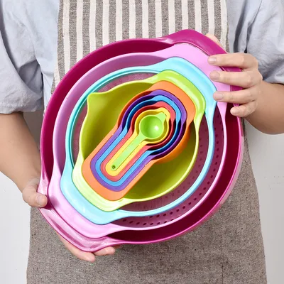 Kitchenware Rice Sieve Salad Plate Baking Ten-piece Set Measuring Cup Measuring Spoon Combination