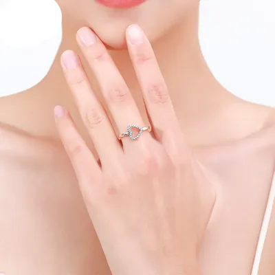 S925 Silver Heart-Shaped Love Thai Silver Retro Jewelry Temperament Ins Tide Net Celebrity Ring Female Cold Wind Foreign Trade Jewelry