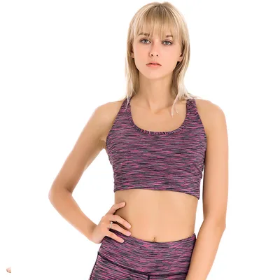 Colorful Thread Stitching Stepping Exercise Yoga Two-Piece Suit