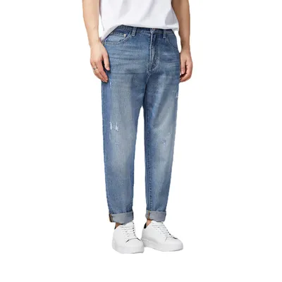 Small Straight Mid-Rise Jeans Men's Spring And Summer New Thin Men's Casual Pants