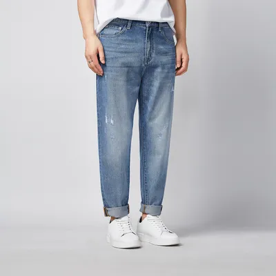 Small Straight Mid-Rise Jeans Men's Spring And Summer New Thin Men's Casual Pants
