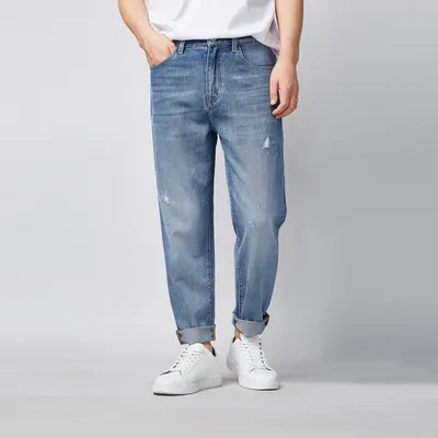Small Straight Mid-Rise Jeans Men's Spring And Summer New Thin Men's Casual Pants
