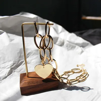 Cross-Border Jewelry Large Gold Chain European And American Metal Ins High-Quality Hip-Hop Love Pendant Necklace Chocker778
