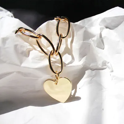 Cross-Border Jewelry Large Gold Chain European And American Metal Ins High-Quality Hip-Hop Love Pendant Necklace Chocker778