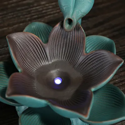Creative LED Colorful Lights Lotus Backflow Sandalwood Stove Craft Ornaments