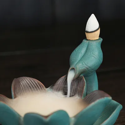 Creative LED Colorful Lights Lotus Backflow Sandalwood Stove Craft Ornaments