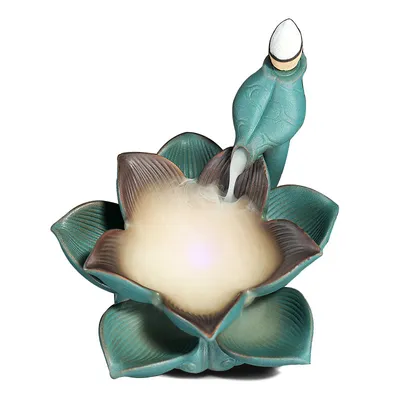 Creative LED Colorful Lights Lotus Backflow Sandalwood Stove Craft Ornaments