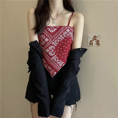 Retro Silk Scarf Irregular Knitted Sling Top