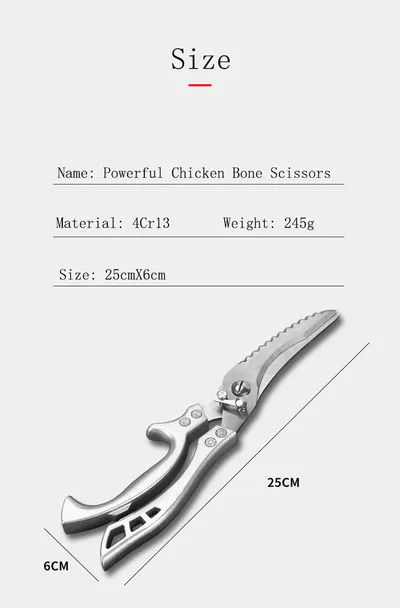 Kitchen Multifunctional Scissors Stainless Steel Chicken Bone Cleaver Knife Meat Fruit Boning Fish Scissors Scale Clean Scissors