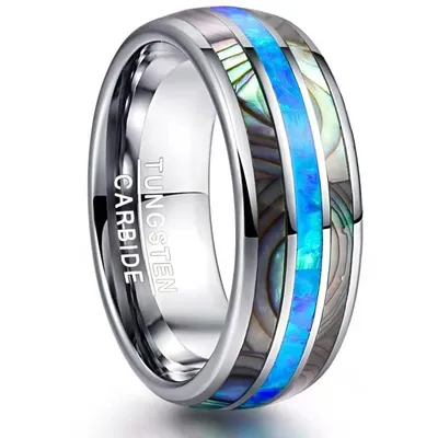 Fashion Simple Inlaid Shell Men's Ring Inlaid Color Shell