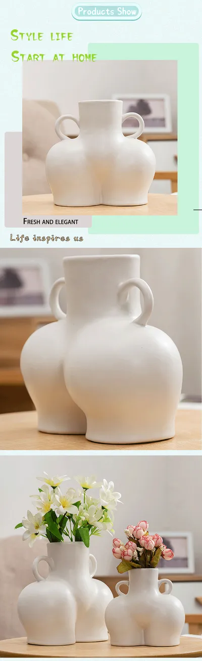 Home Ceramic Decoration Crafts Ornaments Simulation Body Art Dried Flower Vase