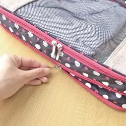 حقيبة تخزين للسفر، أكياس مكعبات التعبئة، منظم حقائب الملابس والأمتعة - أحمر وردي - متوسط