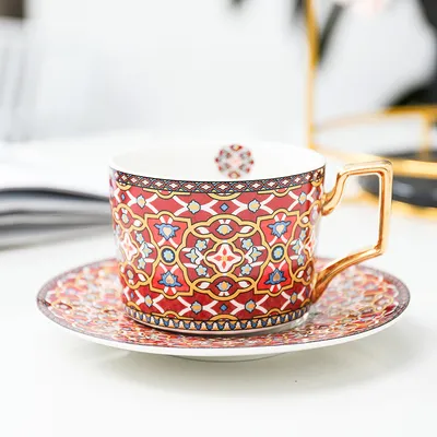 Coffee Cup And Saucer Set Household Afternoon Tea Flower Tea Cup