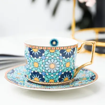Coffee Cup And Saucer Set Household Afternoon Tea Flower Tea Cup