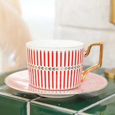 Coffee Cup And Saucer Set Household Afternoon Tea Flower Tea Cup