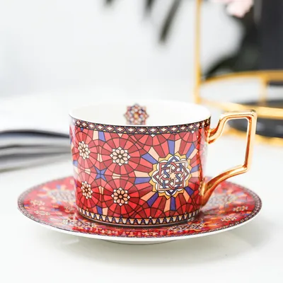Coffee Cup And Saucer Set Household Afternoon Tea Flower Tea Cup