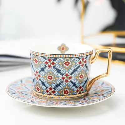 Coffee Cup And Saucer Set Household Afternoon Tea Flower Tea Cup