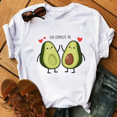 Spring Women'S Short-Sleeved T-Shirt Cartoon Avocado Creative Printing