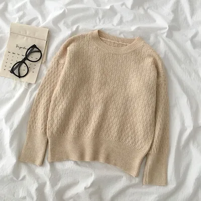 Women's Korean Lazy Style Casual All-match Loose Long Sleeve Pullover Top