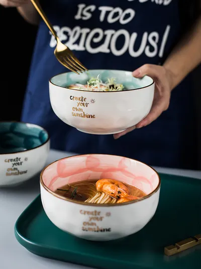 Round Photo Home Net Red Bowl With Vegetable Bowl Blue Steamed Egg Bowl