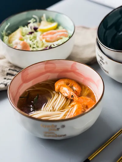 Round Photo Home Net Red Bowl With Vegetable Bowl Blue Steamed Egg Bowl