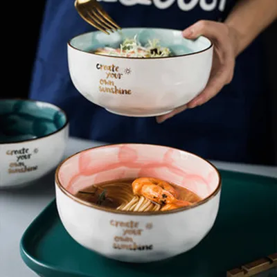 Round Photo Home Net Red Bowl With Vegetable Bowl Blue Steamed Egg Bowl