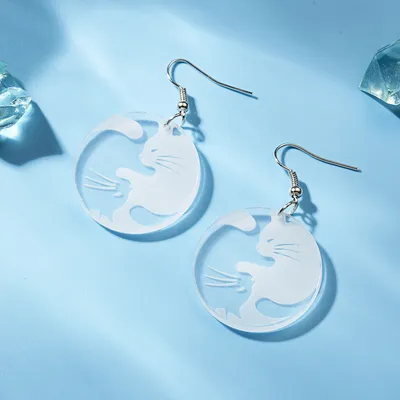 Black And White Yin And Yang Cat Ear Hook Earrings