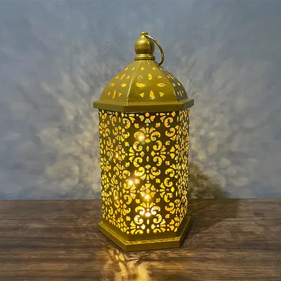 Home Decor Metal Lantern Eid Mubarak Night Led Ramadan Decoration Muslim Party Supplies Gift