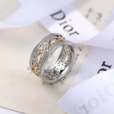 European And American Two-tone Gold Zircon Jewelry Hollow Ring