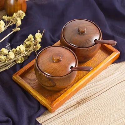 Kitchen Supplies Seasoning Bottle Wooden Seasoning Jar With Lid Seasoning Jar Kitchen Set