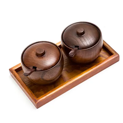 Kitchen Supplies Seasoning Bottle Wooden Seasoning Jar With Lid Seasoning Jar Kitchen Set