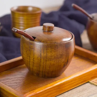 Kitchen Supplies Seasoning Bottle Wooden Seasoning Jar With Lid Seasoning Jar Kitchen Set