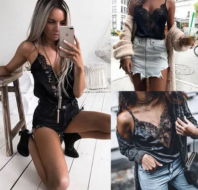 Fashion Sleeveless Backless V-neck Eyelash Lace Sling