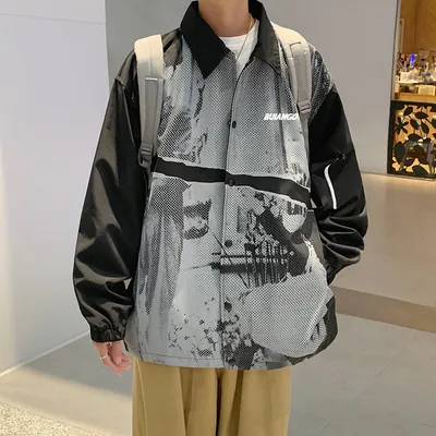 Reflective Jacket Men'S Korean Style Trendy Graffiti Ins Loose Jacket Hong Kong Style Jacket