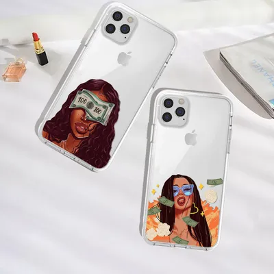 غطاء هاتف الفتيات المخصص شفاف TPU