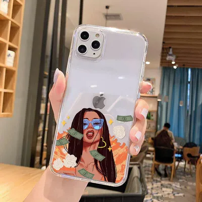 غطاء هاتف الفتيات المخصص شفاف TPU