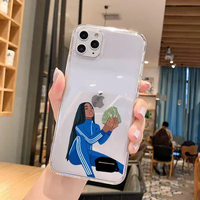 غطاء هاتف الفتيات المخصص شفاف TPU