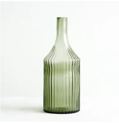 Green Striped Glass Vase, Flower Ware, Hydroponics Bottle, Glass Crafts, Home Decoration And Decoration Articles