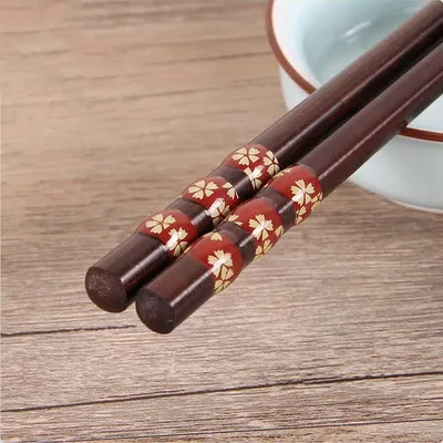 Wooden Printed Chopsticks Japanese Style Pointed Chopsticks