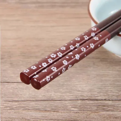 Wooden Printed Chopsticks Japanese Style Pointed Chopsticks