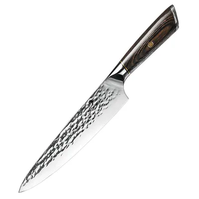 سكين الشيف بلون منزلي بطول 8 إنش مقبض خشبي مطروق من الفولاذ المقاوم للصدأ سكاكين تقطيع المطبخ