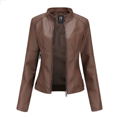 Women'S Leather Dress Slim Jacket Spring Autumn Coat