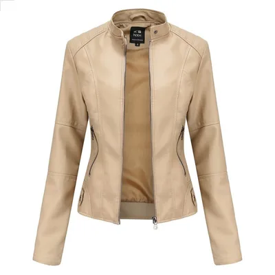 Women'S Leather Dress Slim Jacket Spring Autumn Coat