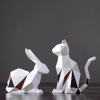 Modern Minimalist Geometric Animal Resin Crafts Ornaments Creative Home Living Room Desktop Soft Decorations