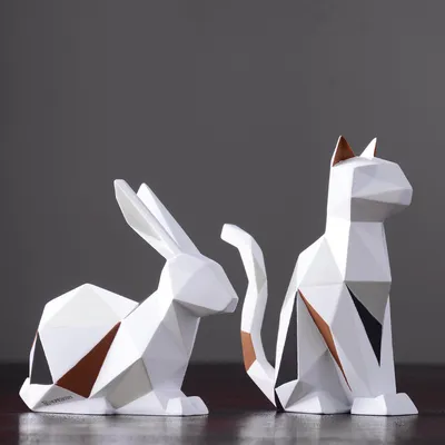 Modern Minimalist Geometric Animal Resin Crafts Ornaments Creative Home Living Room Desktop Soft Decorations