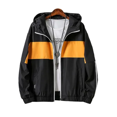 Loose Hooded Stitching Contrast Color Japanese Functional Wind Jacket