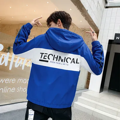 Loose Hooded Stitching Contrast Color Japanese Functional Wind Jacket