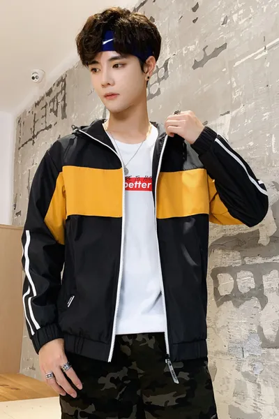 Loose Hooded Stitching Contrast Color Japanese Functional Wind Jacket
