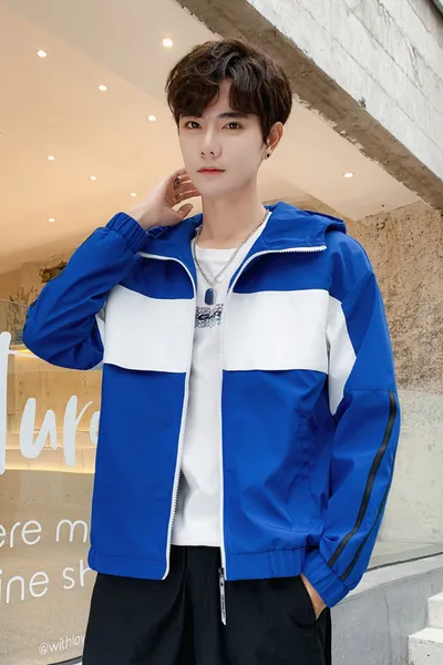 Loose Hooded Stitching Contrast Color Japanese Functional Wind Jacket