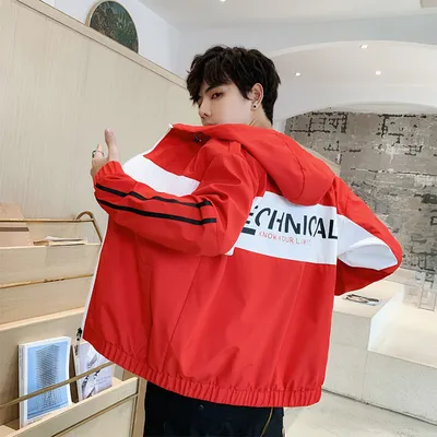 Loose Hooded Stitching Contrast Color Japanese Functional Wind Jacket